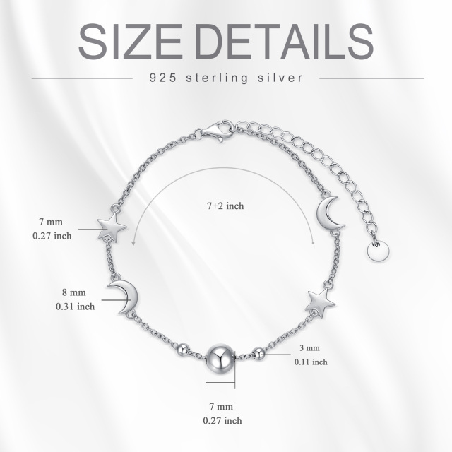 Bracelet pendentif lune en argent sterling-5