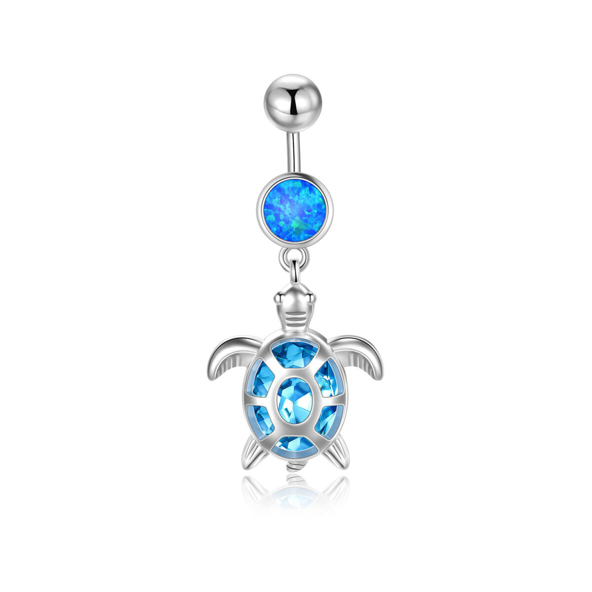 925 Silver Crystal Turtle Belly Button Ring-1