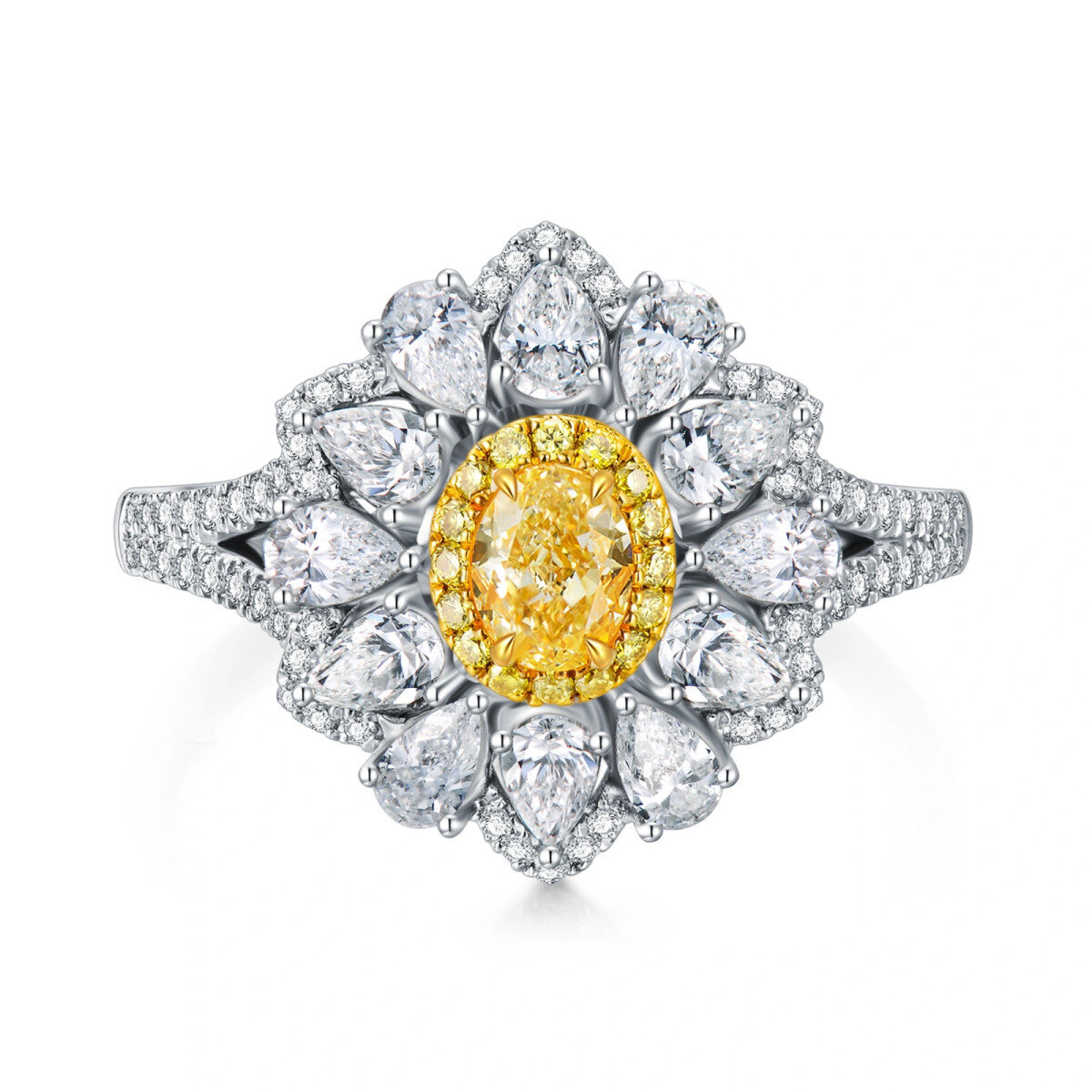 18K White Gold Diamond Couple Engagement Ring-1