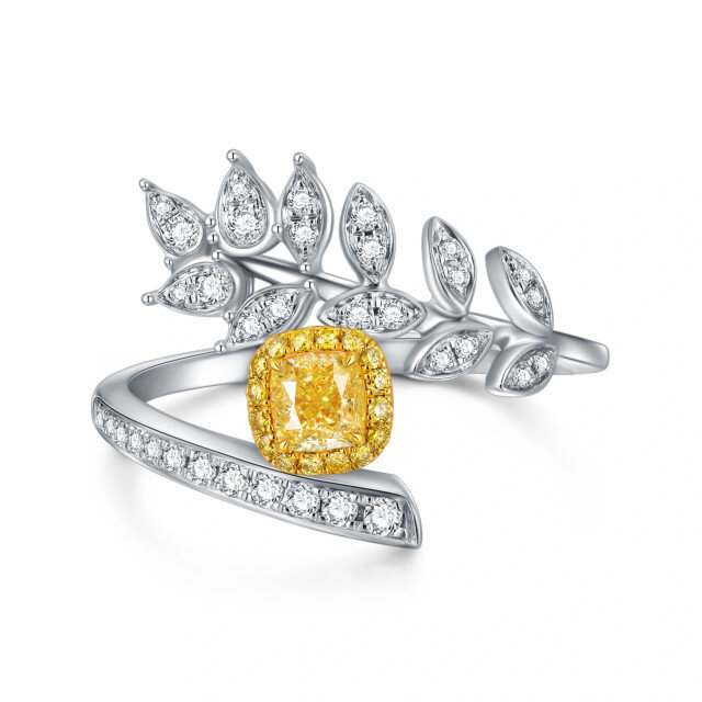 18K White Gold Princess-square Shaped Diamond Snowdrop Wedding Ring-3