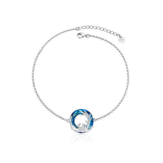 Bracelet en argent sterling avec pendentif Phoenix en cristal de forme circulaire