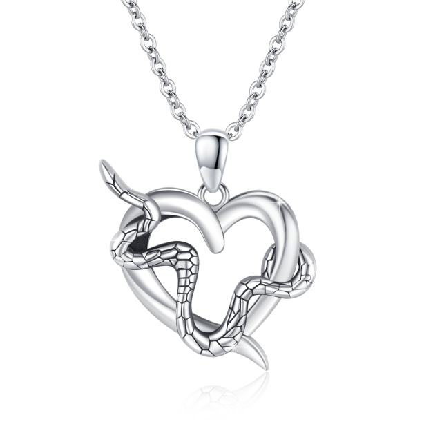 Sterling Silver Snake Pendant Necklace-2