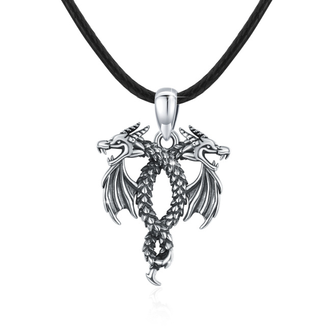 Sterling Silver Dragon Pendant Necklace-1