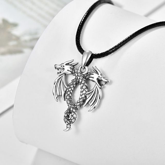Sterling Silver Dragon Pendant Necklace-4