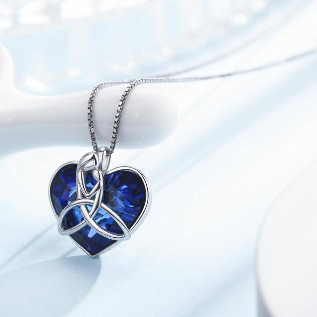 Sterling Silver Crystal Heart Pendant Necklace-4