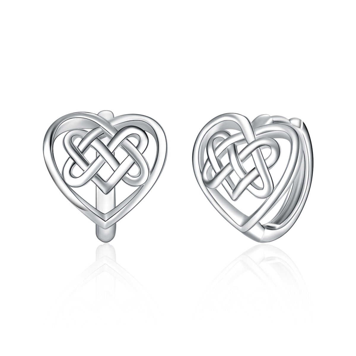 Boucles d'oreilles en argent sterling avec nœud celtique et cœur-1