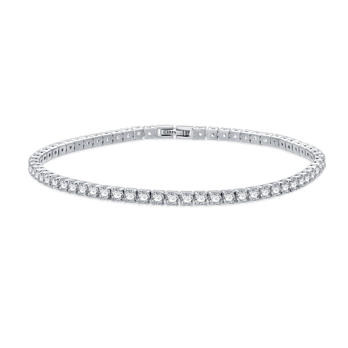 Bracelet en argent sterling avec chaîne de tennis en zircon cubique de forme circulaire-1