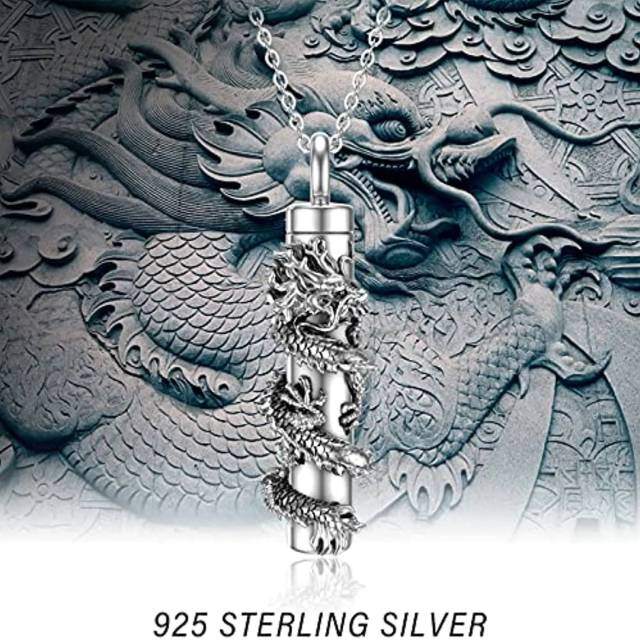 Sterling Silber Drache & Bar Urne Halskette-5