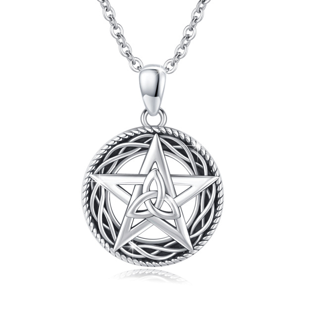Sterling Silver Celtic Knot & Pentagram Pendant Necklace-1