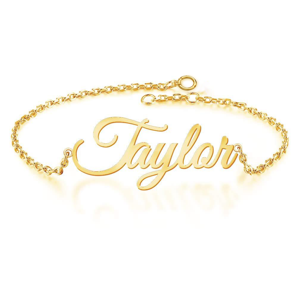 10K Gold Personalized Classic Name Pendant Bracelet-1