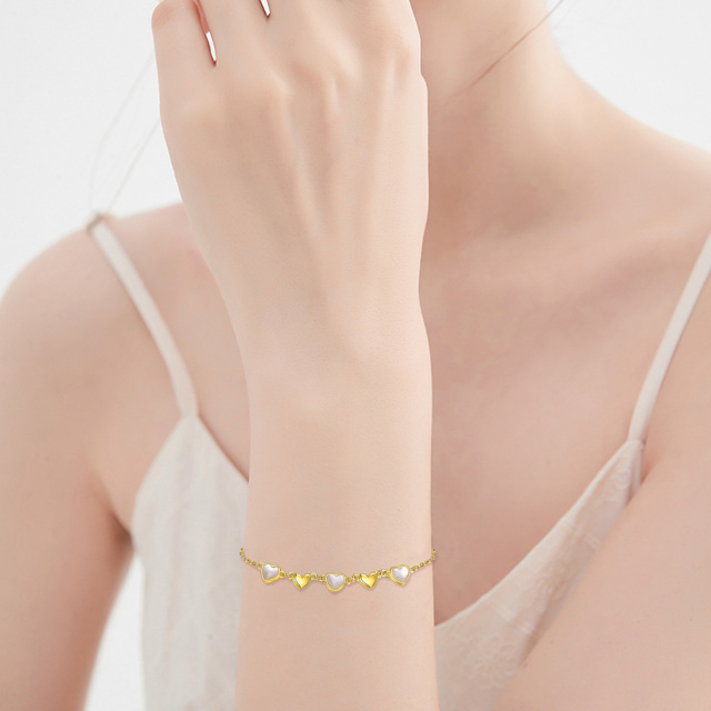 Bracelet en argent sterling avec pendentif en forme de coeur plaqué or jaune-1