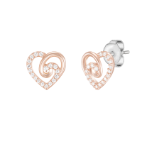 wholesale 14k Rose Gold Heart Swirl Moissanite Stud Earrings-