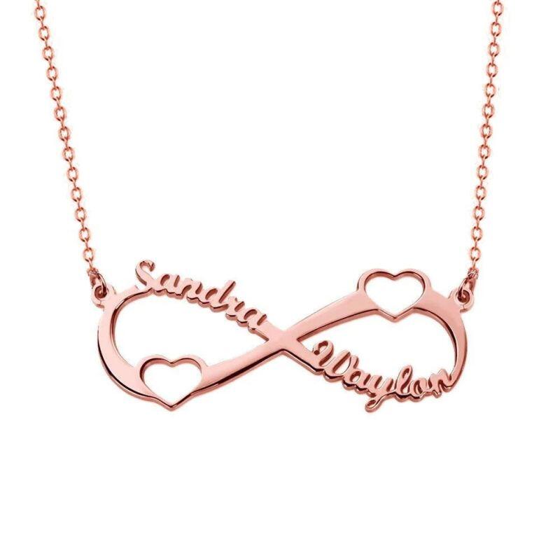 Sterling Silver with Rose Gold Plated Infinity Symbol Heart Personalized Classic Name Pendant Necklace