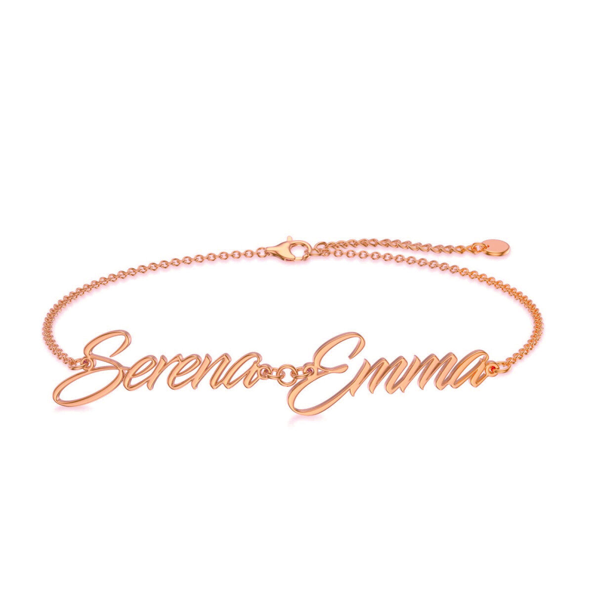 Pulsera clásica personalizada con colgante de nombre, de plata de ley y chapada en oro rosa-3