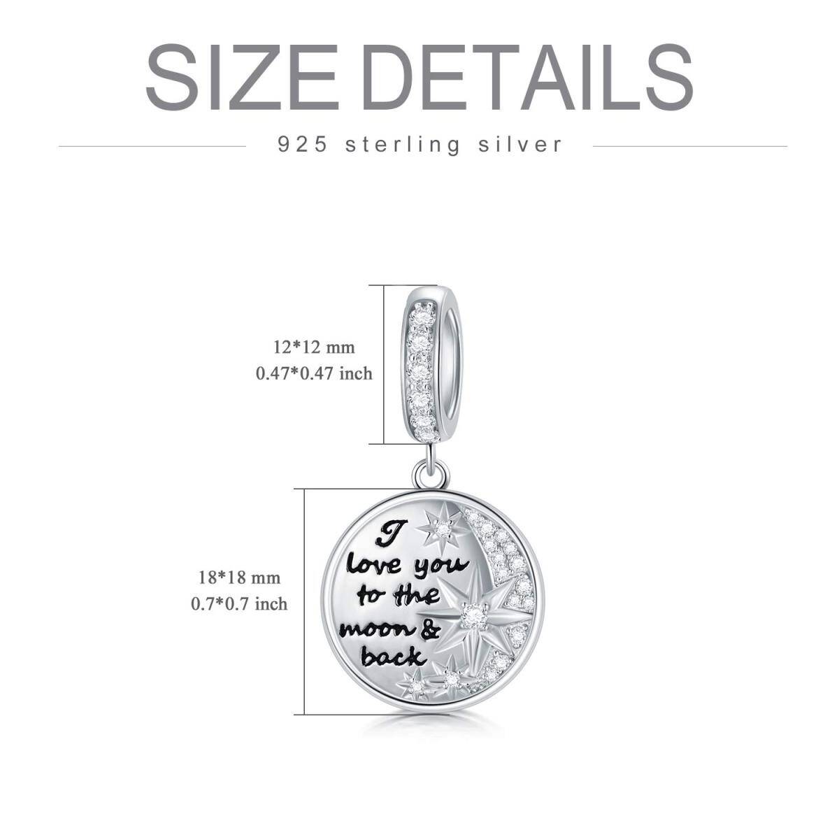 Sterling Silber personalisiertes Foto baumeln Charme mit eingraviertem Wort-4