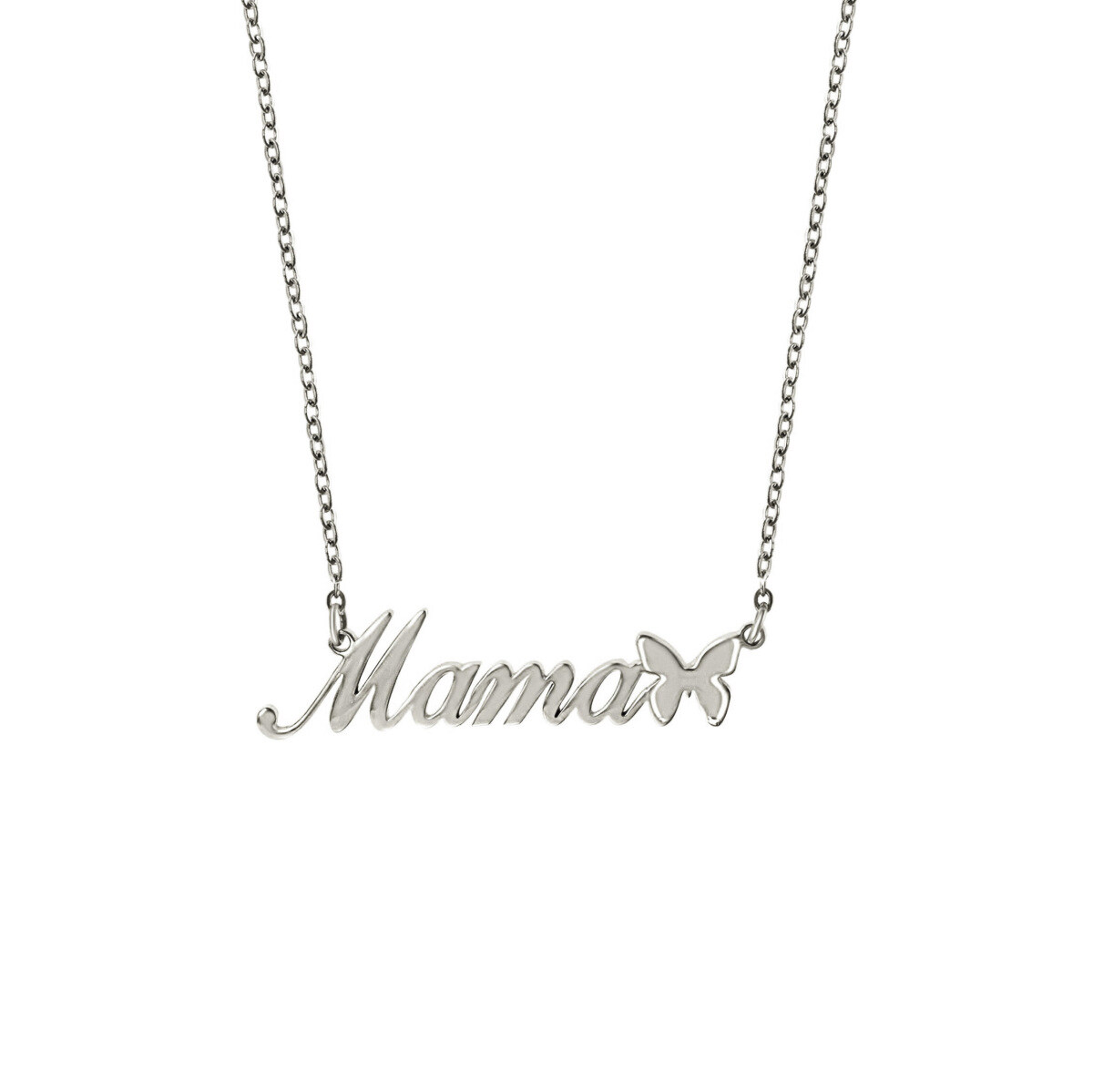 Sterling Silver with Rose Gold Plated & Personalized Classic Name Butterfly Pendant Necklace-3