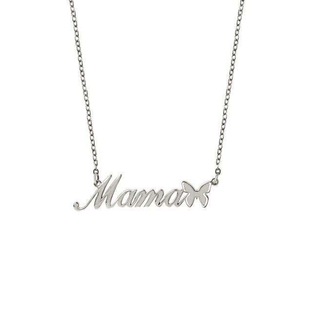 Sterling Silver with Rose Gold Plated & Personalized Classic Name Butterfly Pendant Necklace-2