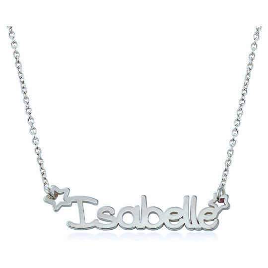 14K White Gold & Personalized Classic Name Star Pendant Necklace