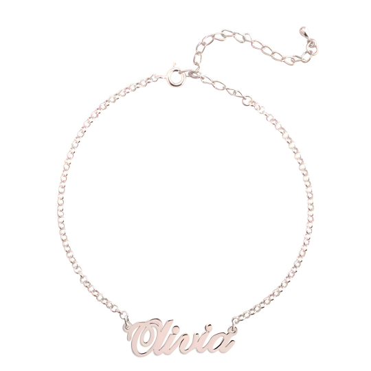 Sterling Silver with Rose Gold Plated Personalized Classic Name Pendant Bracelet