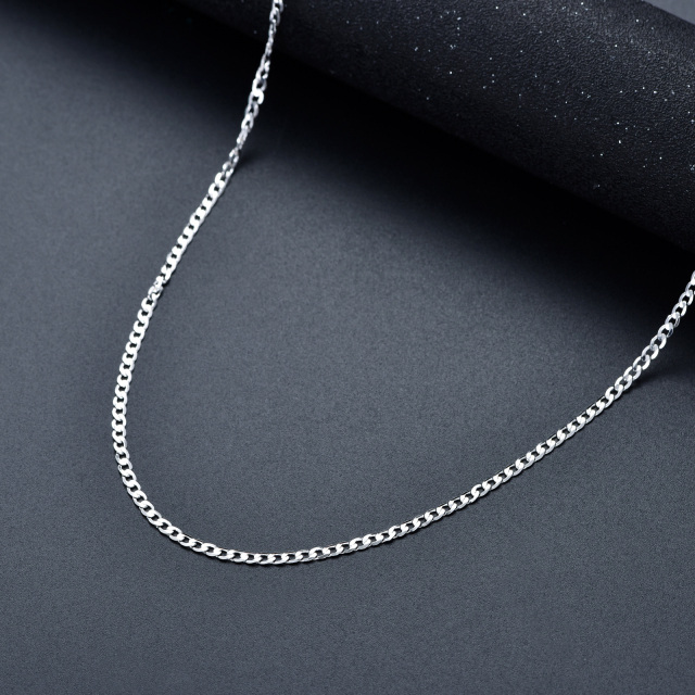 Sterling Silver Curb Link Chain Necklace-3
