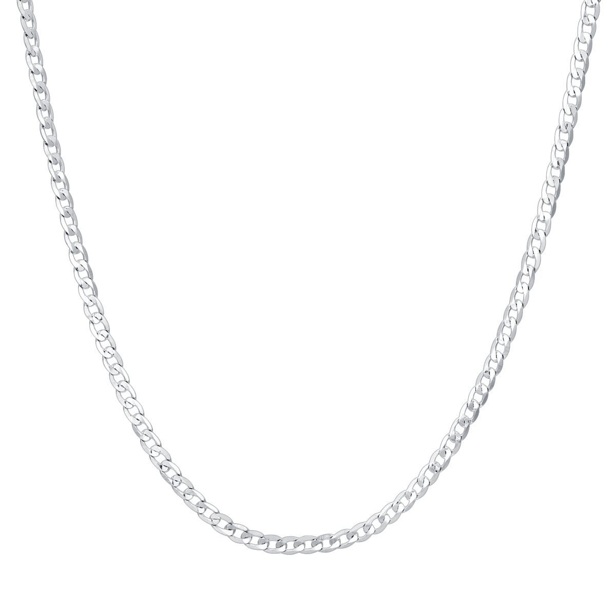 Sterling Silver Curb Link Chain Necklace-1