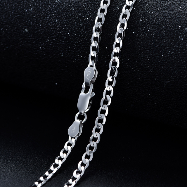 Sterling Silver 4mm Width Curb Link Chain Necklace in 14 Inches-2