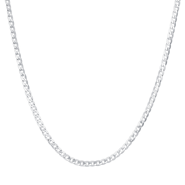 Sterling Silver 4mm Width Curb Link Chain Necklace in 14 Inches-0