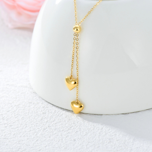 9K Gold Heart Adjustable Y Necklace-2