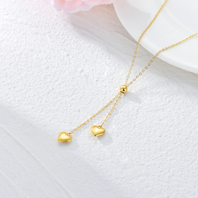 9K Gold Heart Adjustable Y Necklace-3