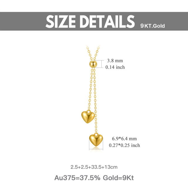9K Gold Heart Adjustable Y Necklace-4