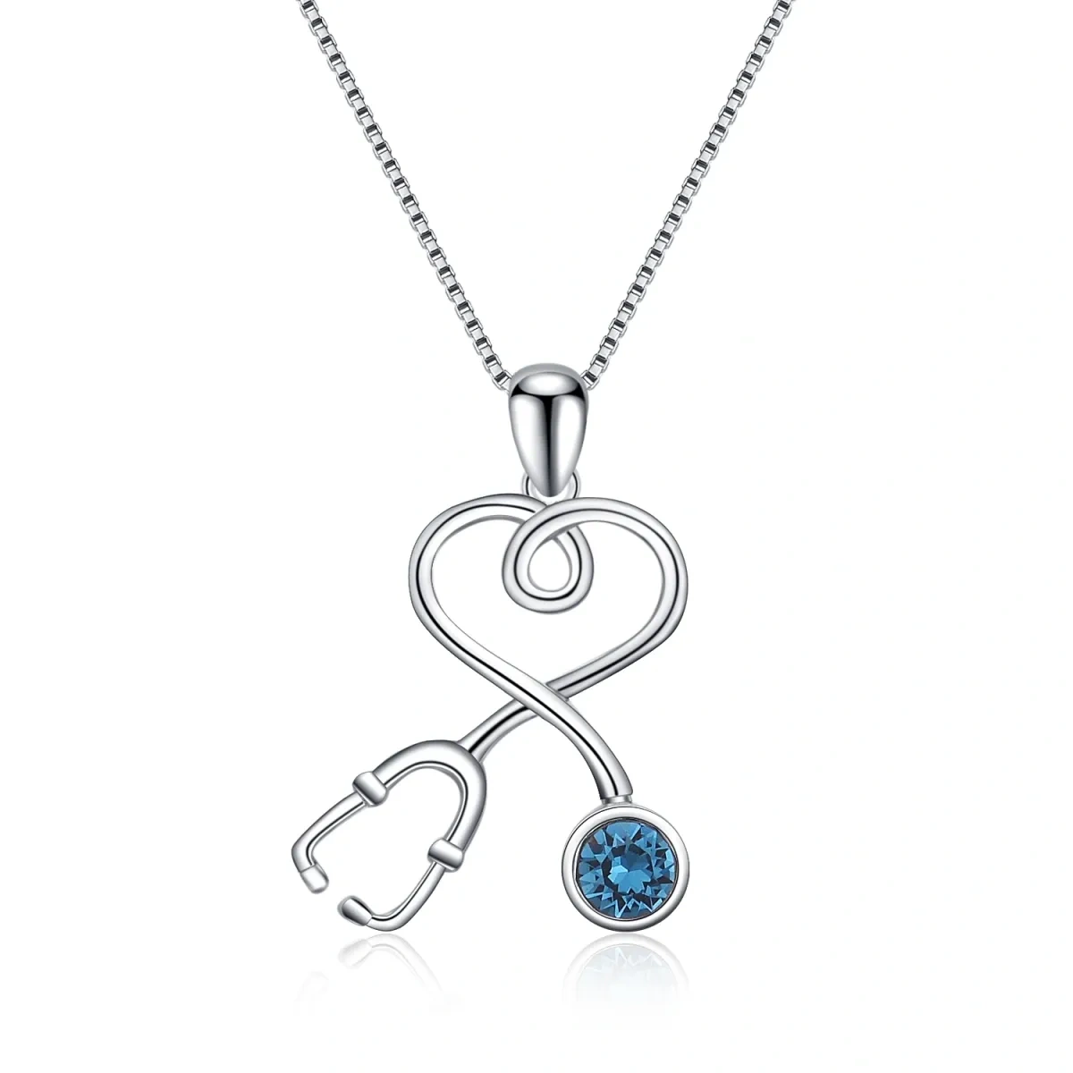 Nurse Doctor Stethoscope Necklace 925 Sterling Silver with Charm Pendant-1