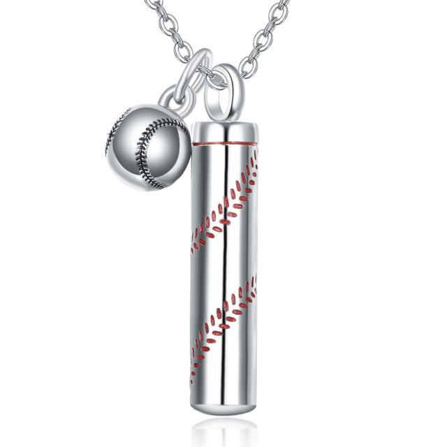 Sterling Silver Baseball Urn Necklace for Ashes-2