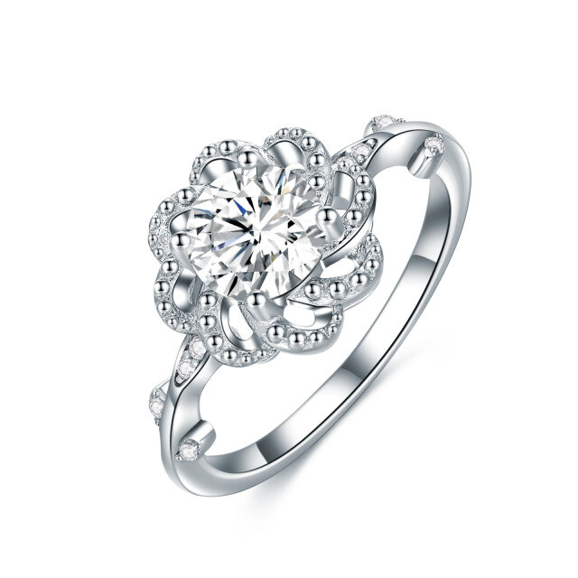 Bague de mariage en argent sterling et rose moissanite-0