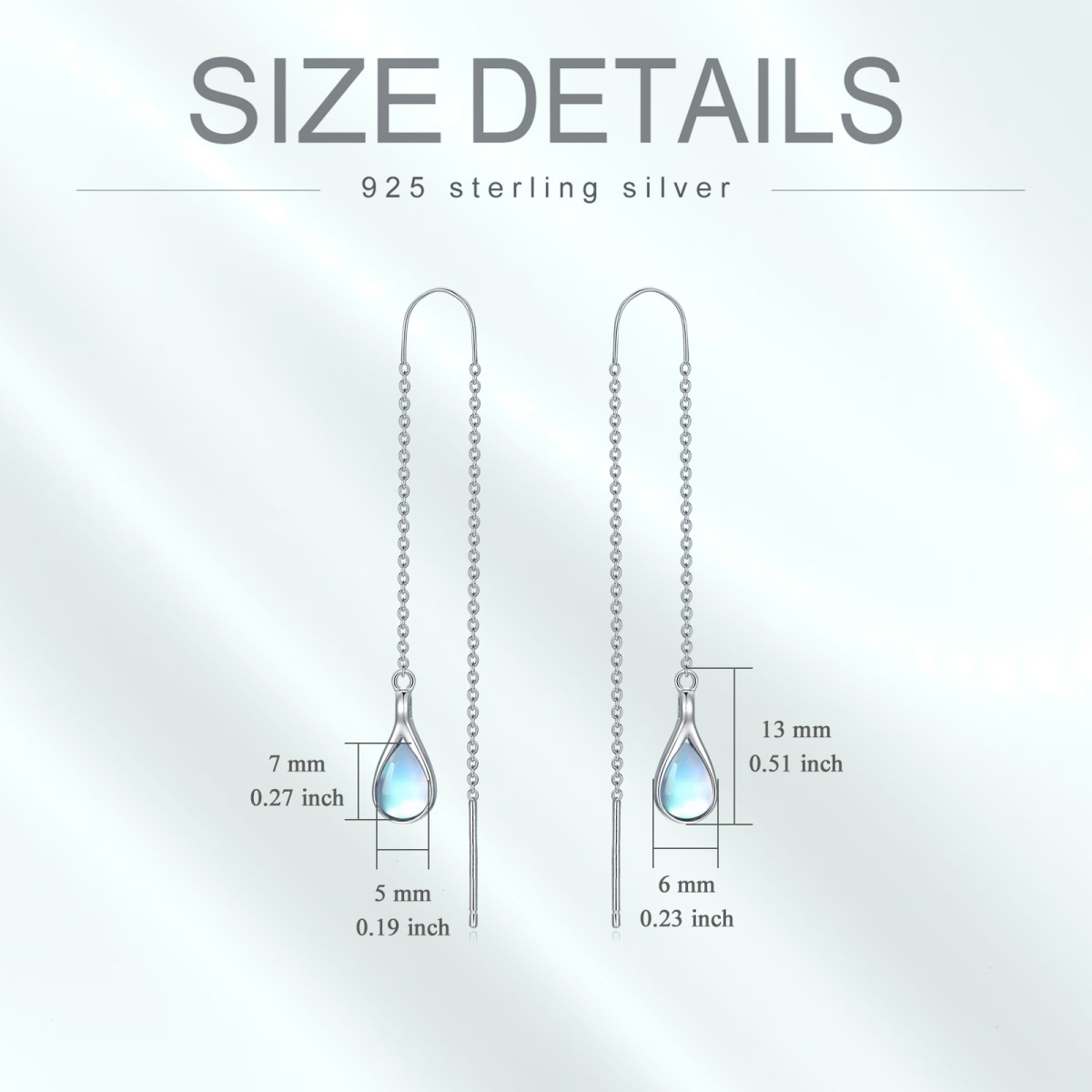 Sterling Silver Moonstone Drop Shape Drop Earrings-5