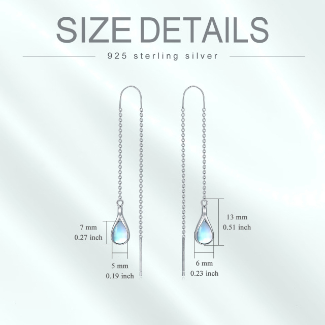 Sterling Silver Moonstone Drop Shape Drop Earrings-4
