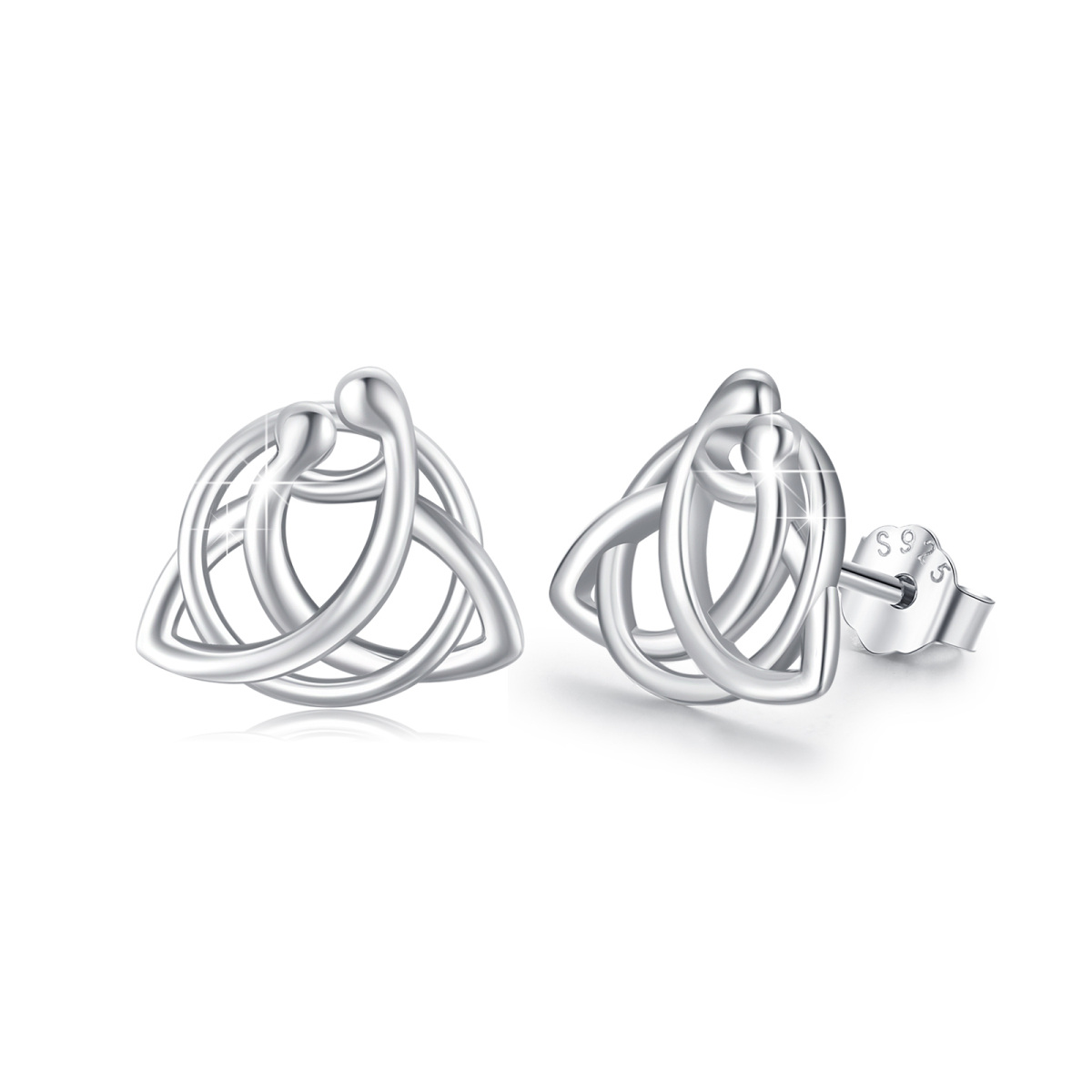 Boucles d'oreilles en argent sterling avec nœud celtique-1