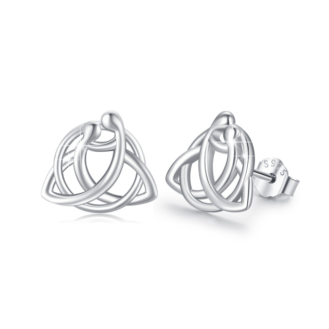 Boucles d'oreilles en argent sterling avec nœud celtique-0