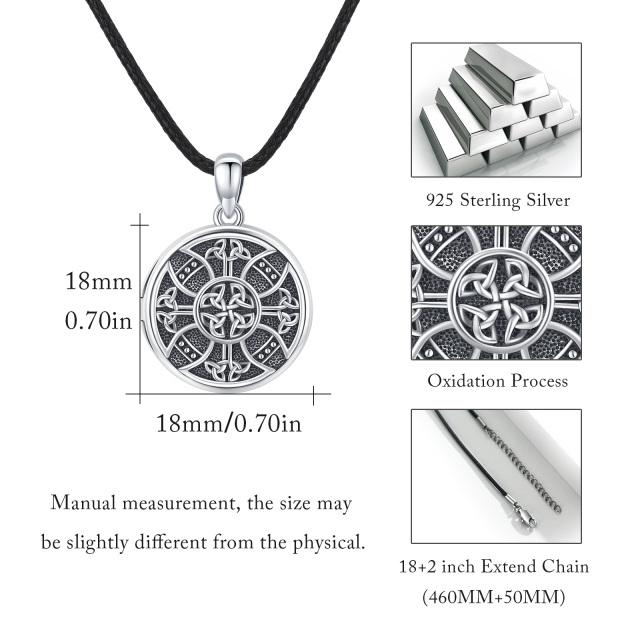 Sterling Silver Celtic Knot Personalized Photo Locket Necklace-2