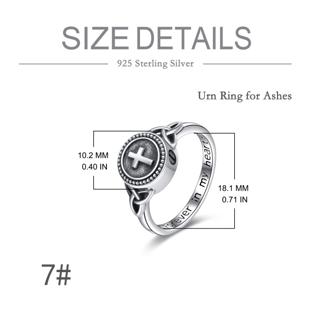 Sterling Silber Kreuz Urne Ring mit eingraviertem Wort-4
