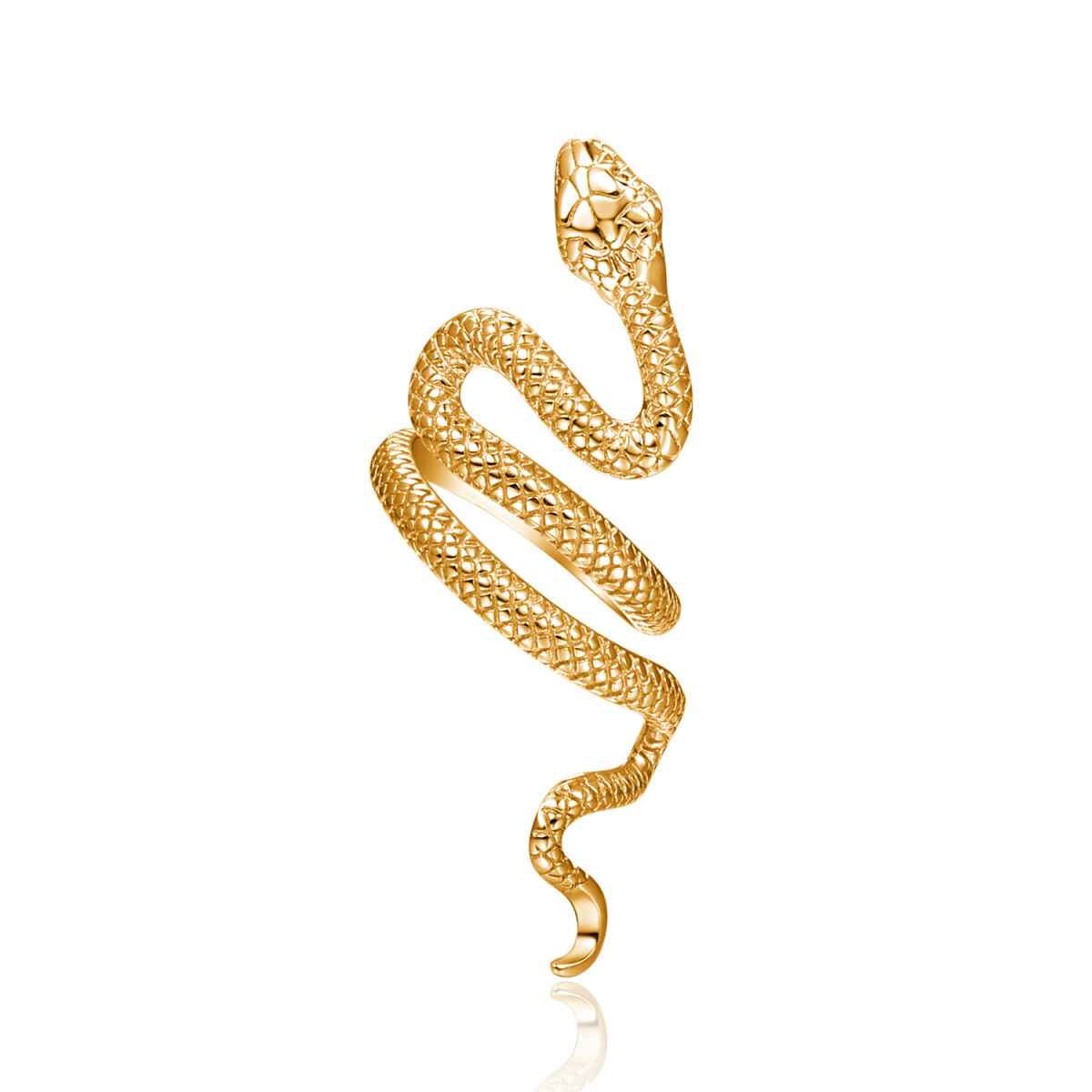 Anillo abierto de serpiente de plata de ley con baño de oro amarillo-1