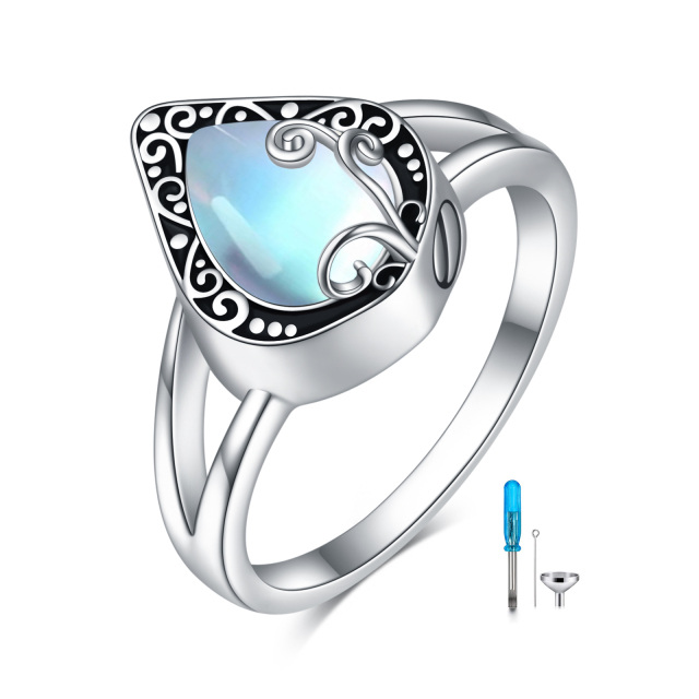 Sterling Silver Pear Shaped Moonstone Drop Shape Urn Ring-0