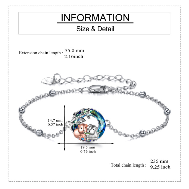 Bracelet en argent sterling avec pendentif hamster en cristal de forme circulaire bicolore-4