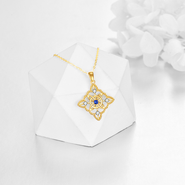 Collier pendentif nœud celtique en or 14K à zircon rond-3