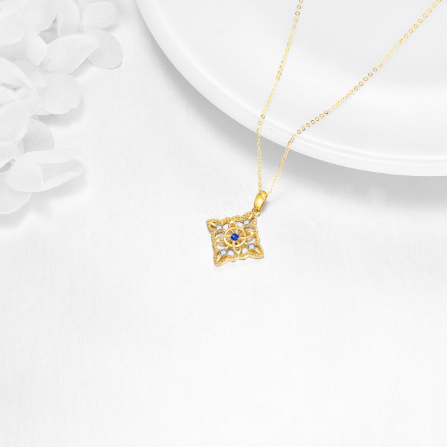 Colar com pingente de nó de celtas irlandeses de ouro amarelo 14K com zircão para mulheres-2