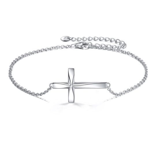 Bracelet en argent sterling avec pendentif en forme de croix