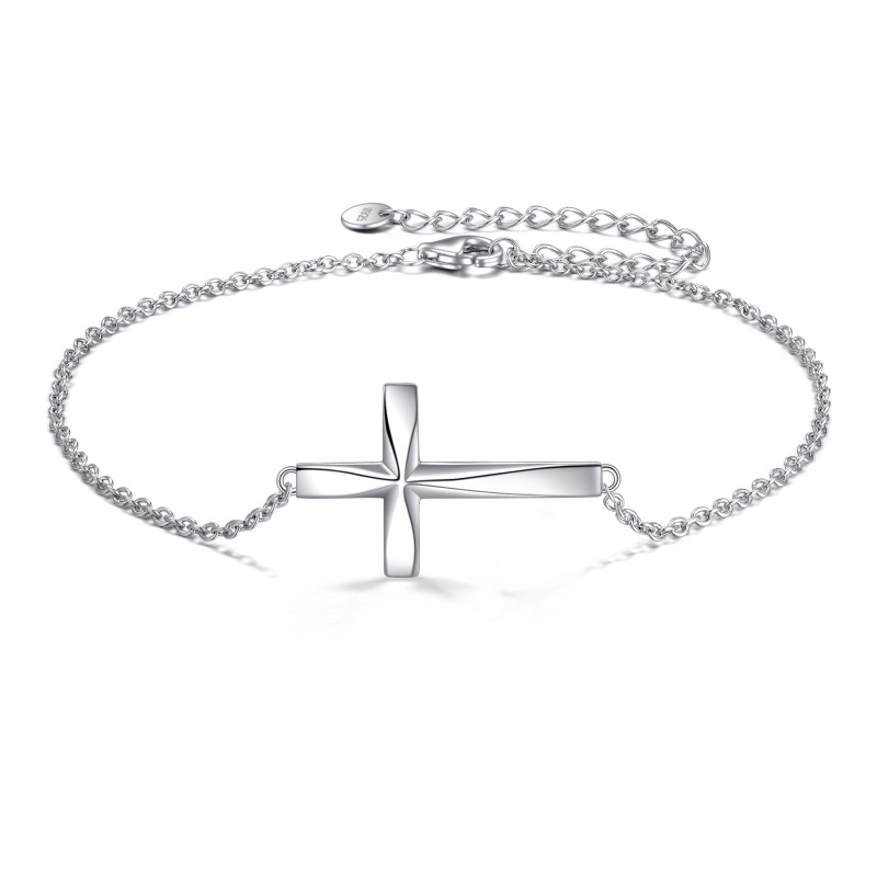 Bracelet en argent sterling avec pendentif en forme de croix