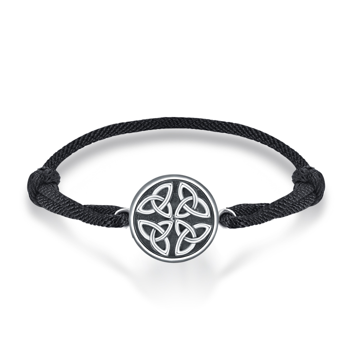 Sterling Silver Celtic Knot Triquetra Pendant Bracelet for Men-1