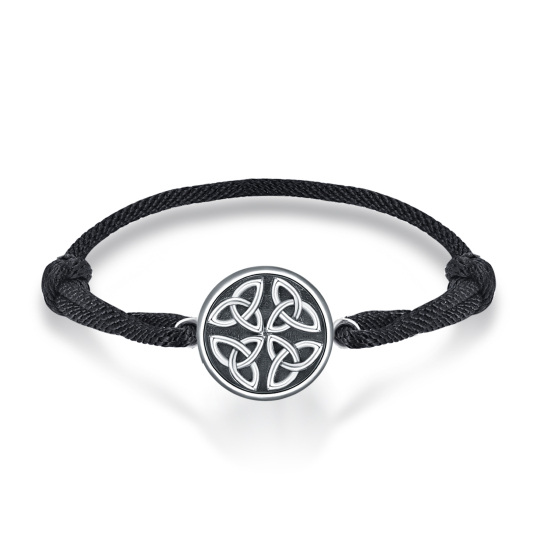 Sterling Silver Celtic Knot Triquetra Pendant Bracelet for Men
