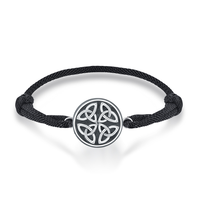 Pulseira de prata esterlina com pingente Triquetra de nó celta para homens-0