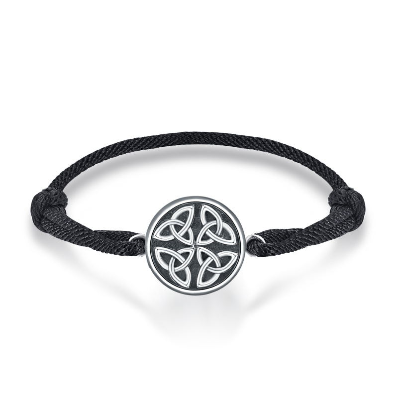 Sterling Silver Celtic Knot Triquetra Pendant Bracelet for Men